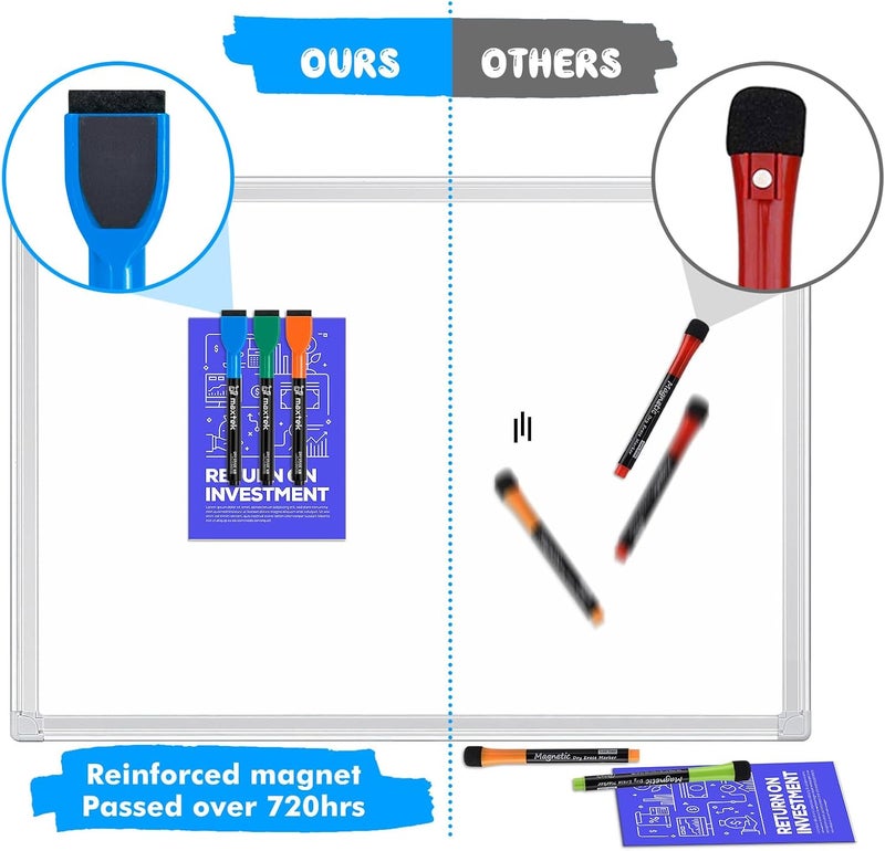 maxtek 60 Count Magnetic Dry Erase Markers, Fine Tip, 12 Colors, Low Odor Whiteboard Markers with Built-in Eraser - Image 3